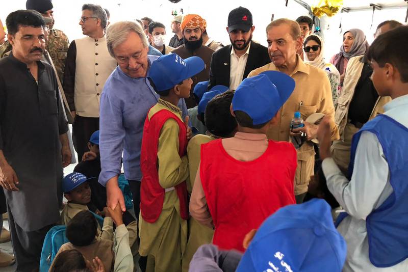 UN Secretary General Antonio Guterres arrives in Balochistan to assess devastation by Floods.