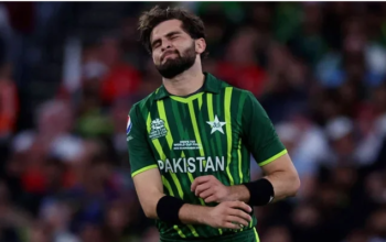 Pakistan's pacer Shaheen Shah Afridi reacts during a match. — ICC/File